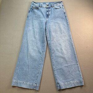 a.n.a Women’s High Rise Wide Leg Pants Size 10 Cotton Blend Flare Light Wash